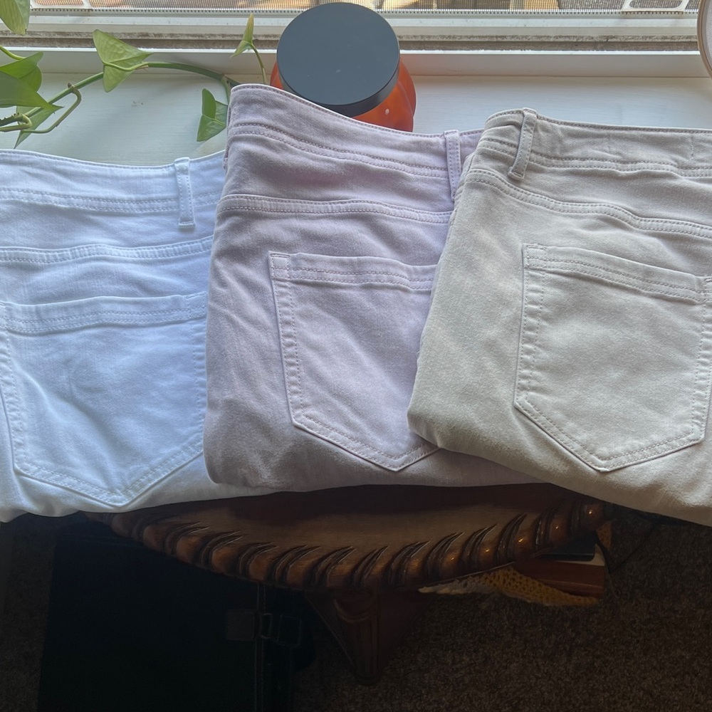 Lot 3 pairs J. Jill Denim High Rise Straight Leg Crop Jeans White Pink Tan 14 - Picture 2 of 11